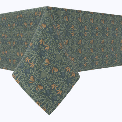 Floral Wooden Board Texture Rectangle Tablecloth